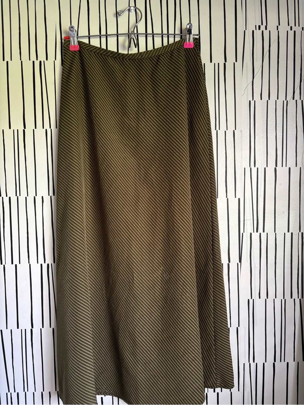 Kathie Lee Collection Olive Diagonal-Stripe Maxi Skirt